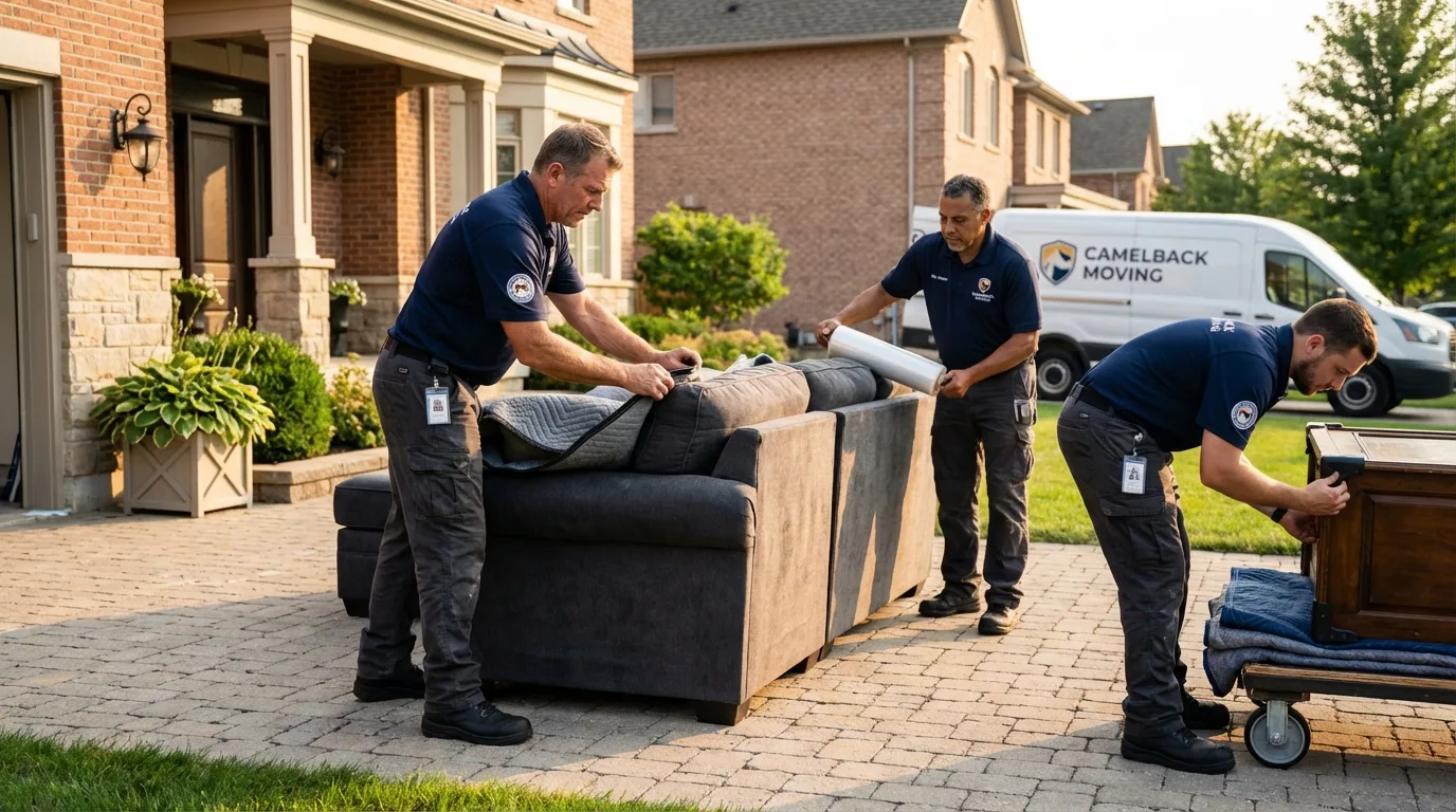 Large estate moving crew wrapping furniture in Auburn, NY